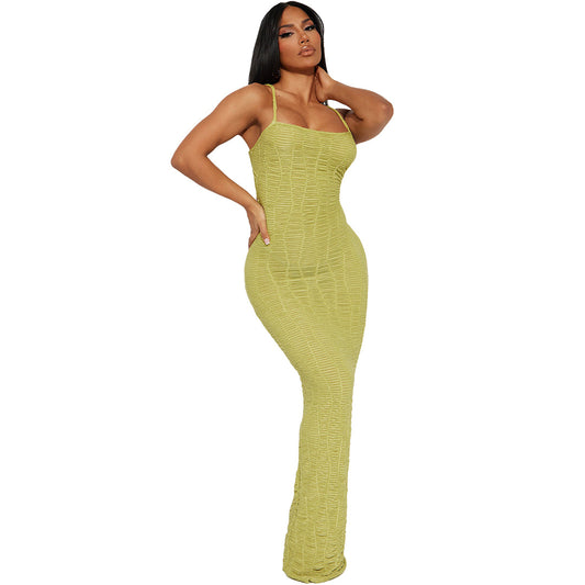 Stretch Pleated Suspender Maxi Dress  Shop One Place