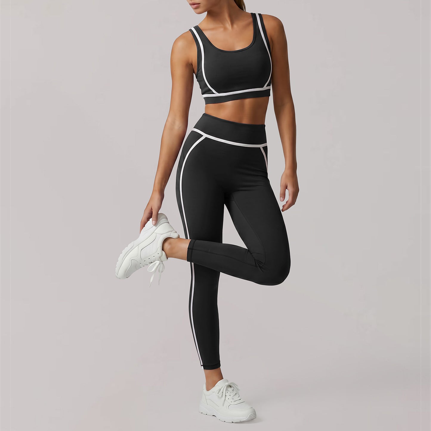 Nude Feel Exercise Yoga Clothes Women High Sense Waistcoat Top Shockproof Bra Running Tights Three Piece Sets  Shop One Place