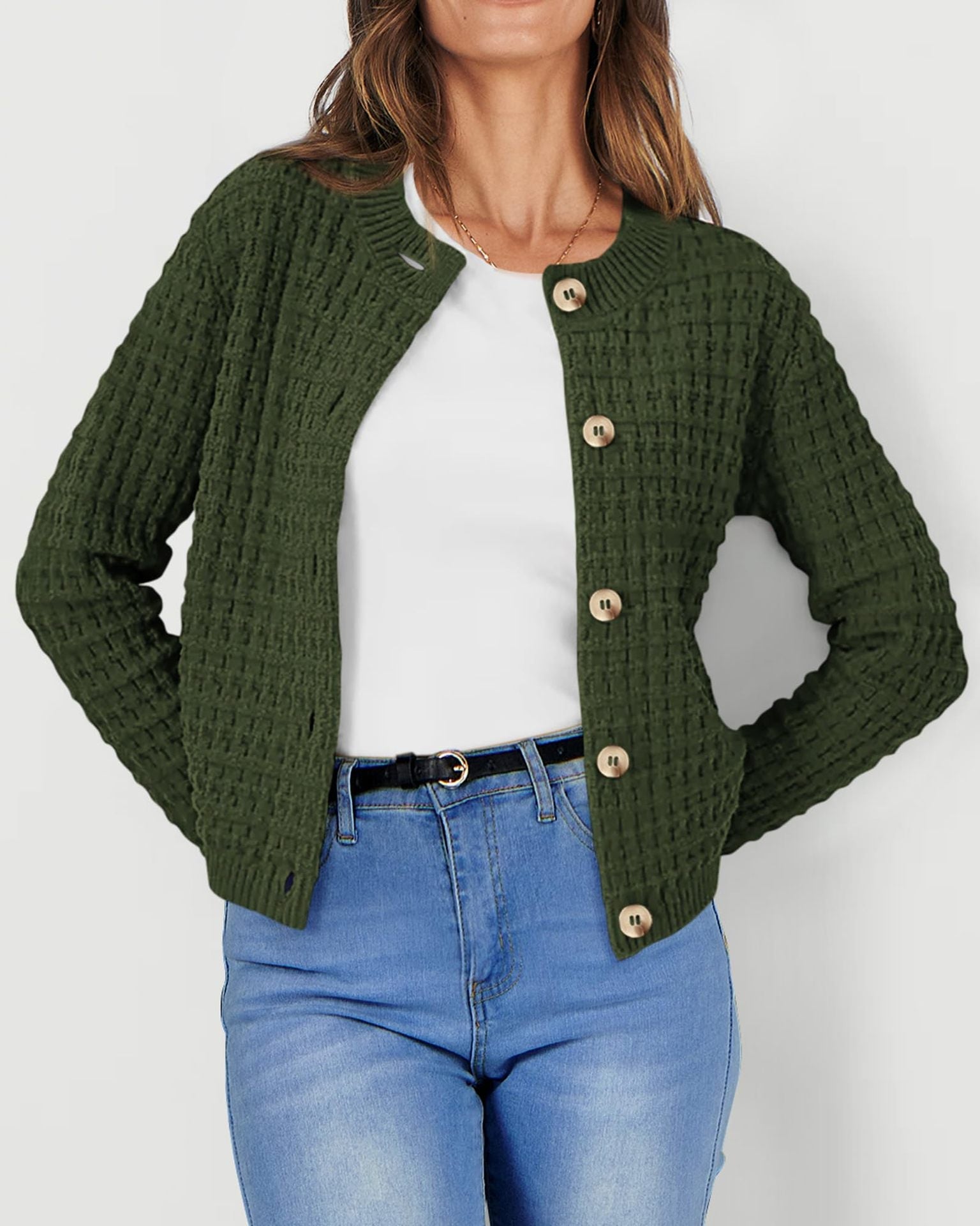 Solid Color Knitted Casual Cardigan  Shop One Place