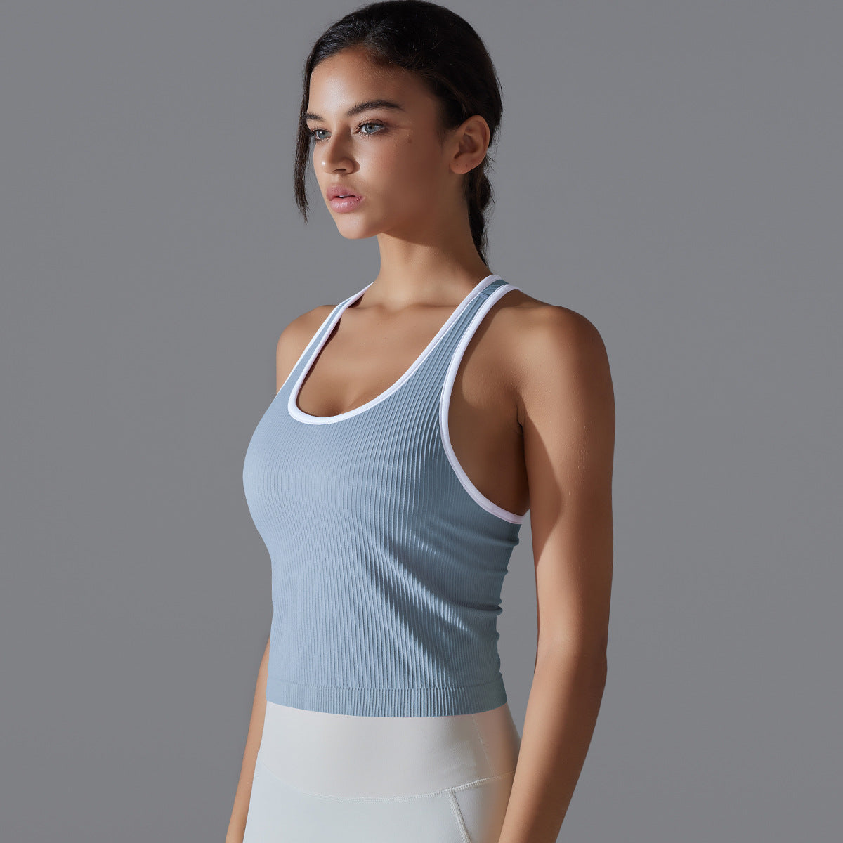 Yoga Beauty Back Sports Breathable Stripe Top