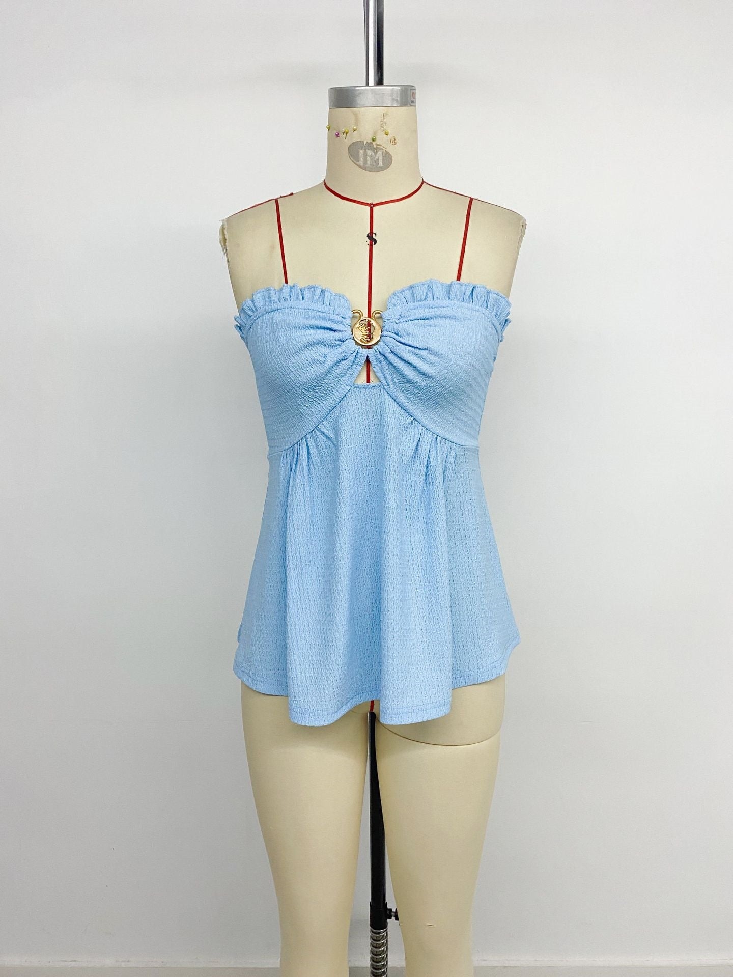 Fresh Sexy Texture Metal Buckle Tube Top Vest  Shop One Place