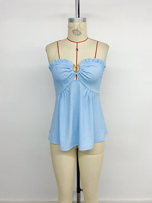 Fresh Sexy Texture Metal Buckle Tube Top Vest  Shop One Place