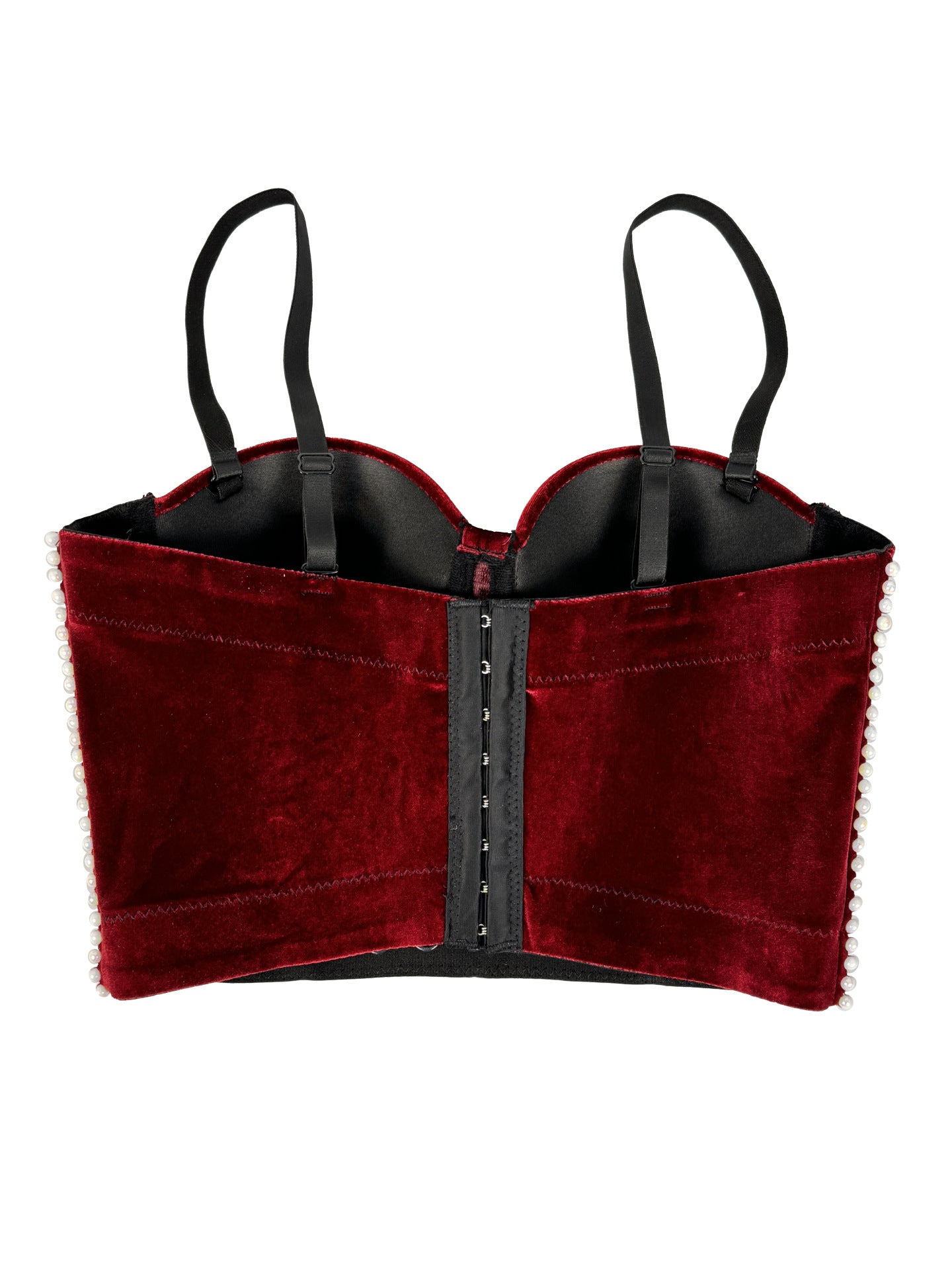 Autumn Winter Velvet Camisole Pearl Fine Velvet Short Boning Corset Bra Fashionable Warm Matching Tube Top Boning Corset Top  Shop One Place