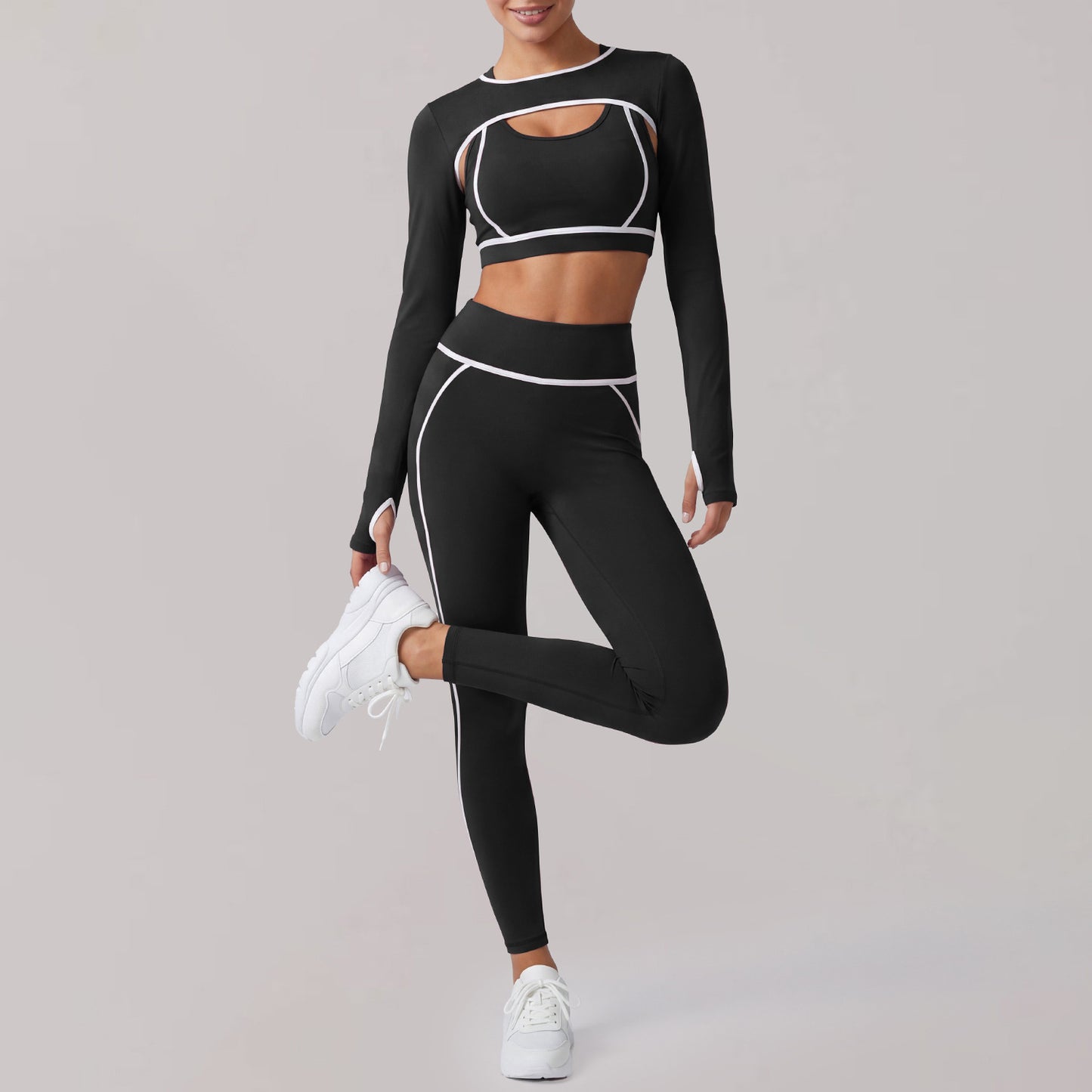Nude Feel Exercise Yoga Clothes Women High Sense Waistcoat Top Shockproof Bra Running Tights Three Piece Sets  Shop One Place