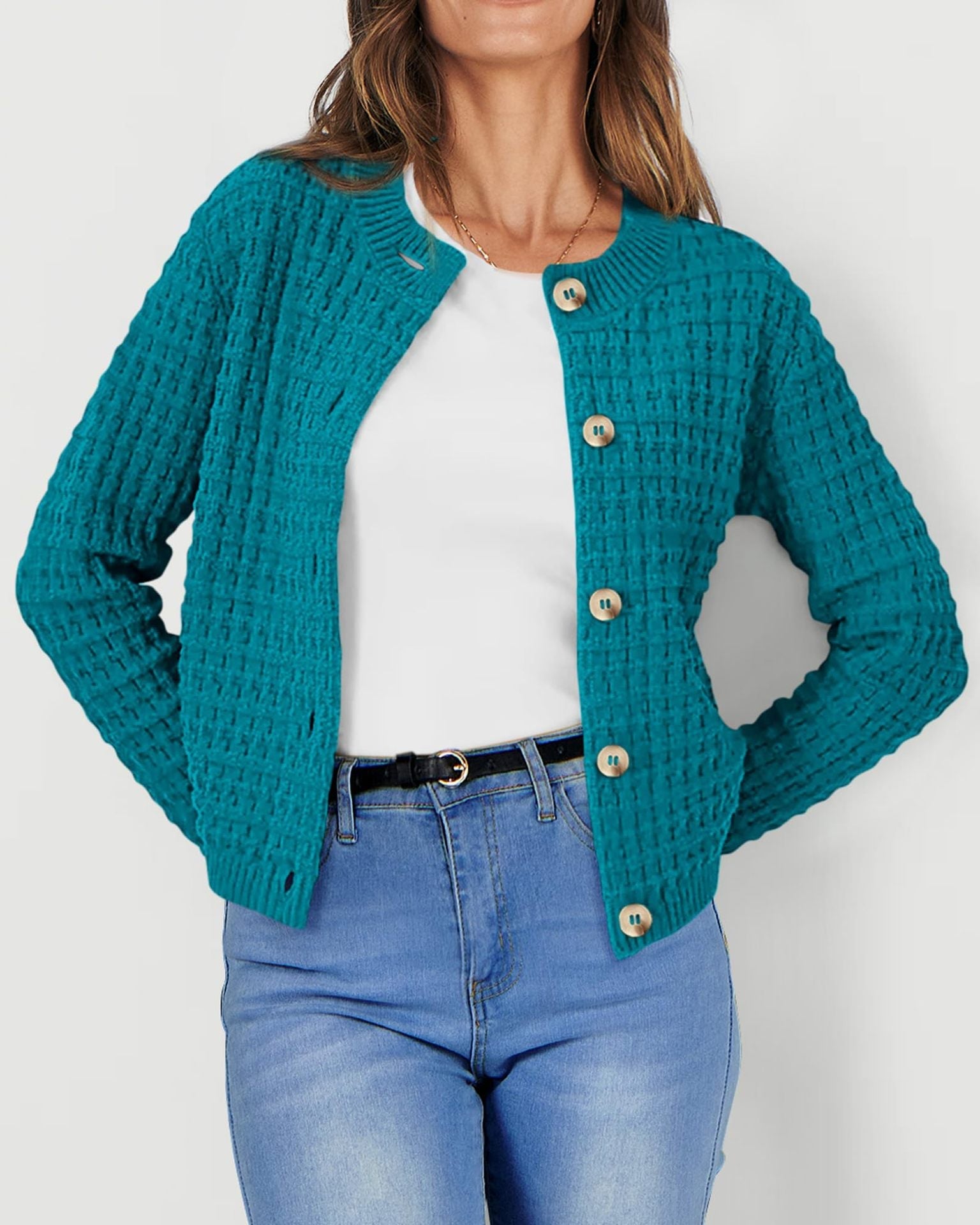 Solid Color Knitted Casual Cardigan  Shop One Place