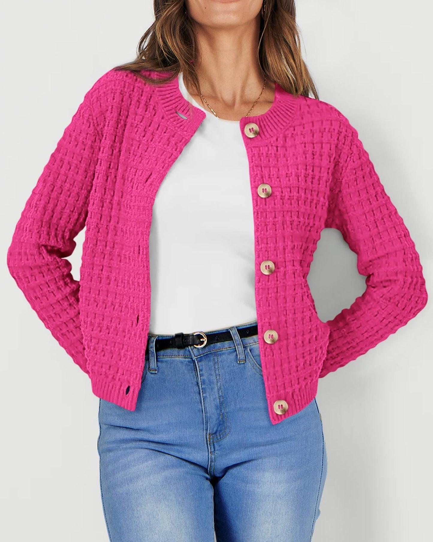 Solid Color Knitted Casual Cardigan  Shop One Place
