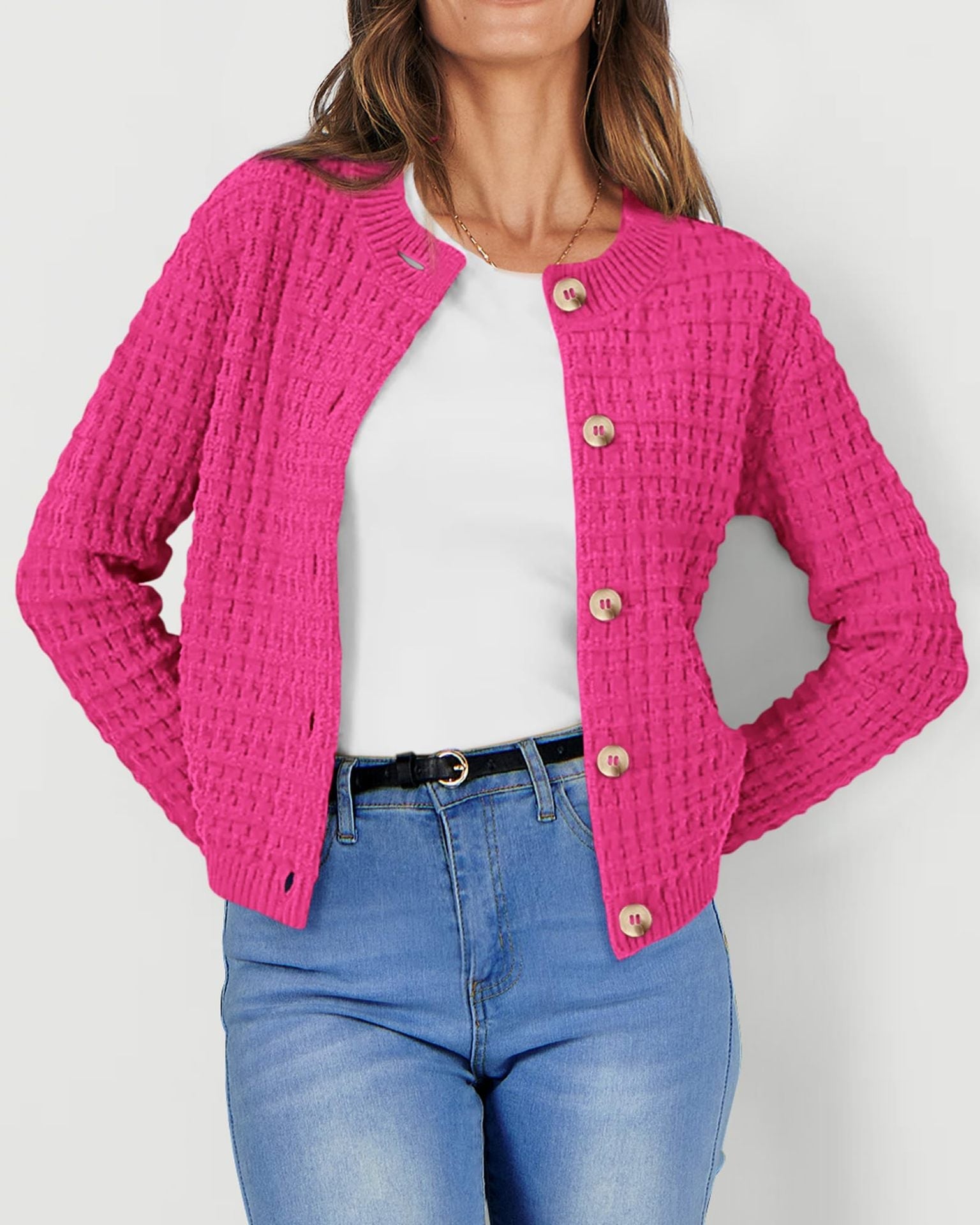 Solid Color Knitted Casual Cardigan  Shop One Place