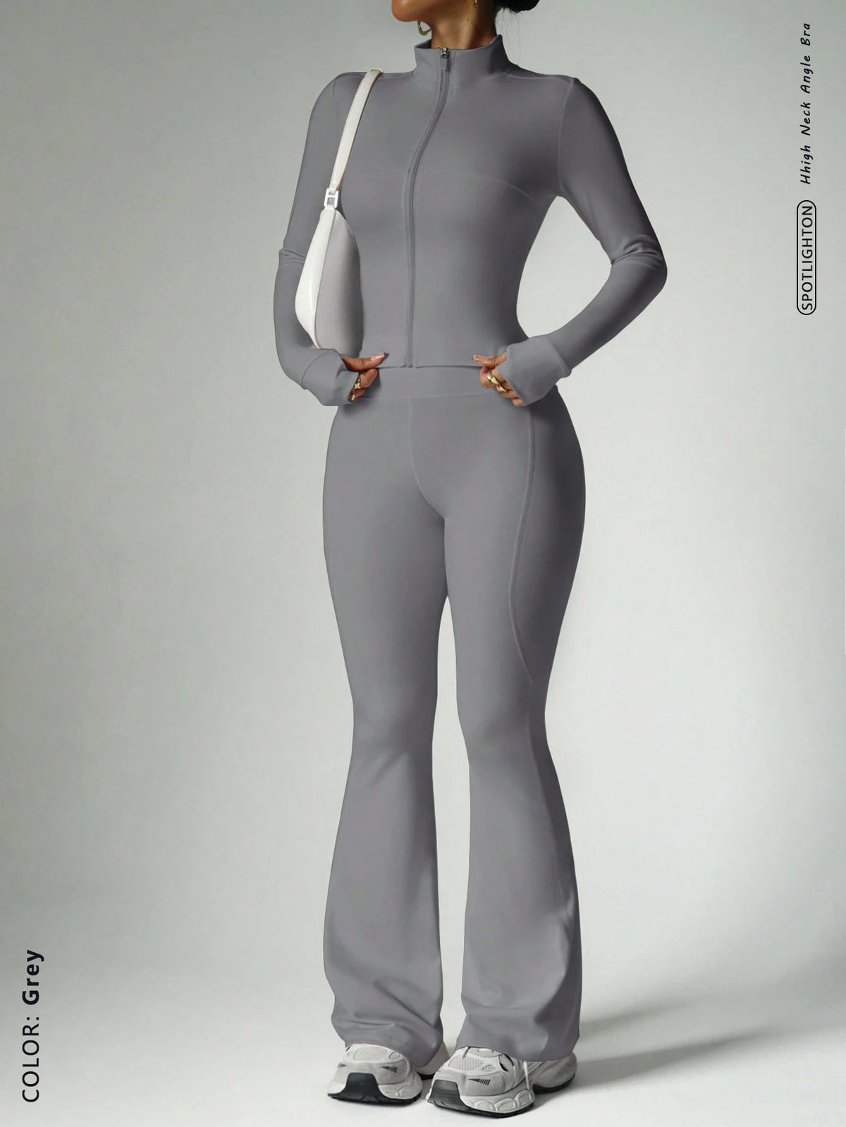Women's Zip-Up Jacket & Flare Leggings Yoga Set – view 12