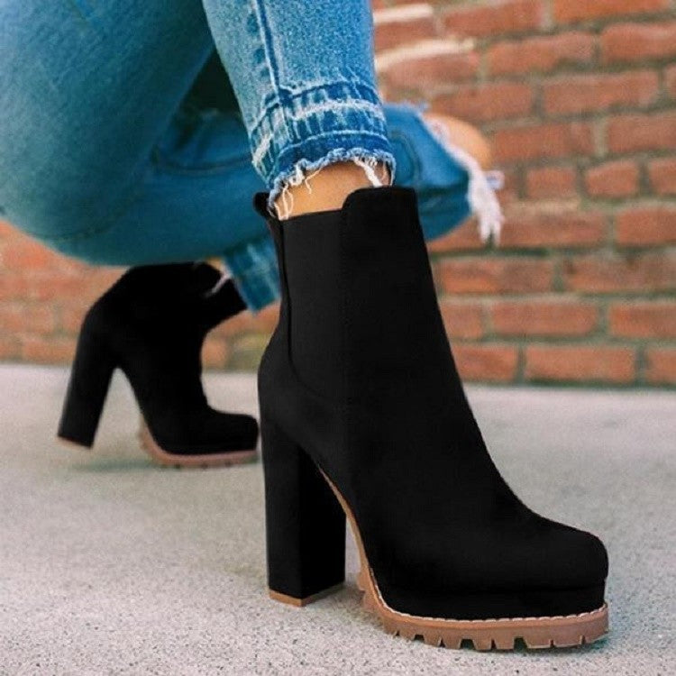 High Heel Elastic Band Suede Boots  Shop One Place