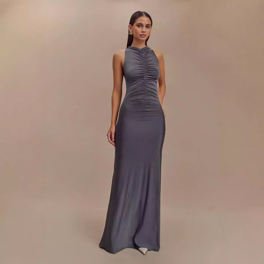 Sleeveless Pleated Solid Color Maxi Dress  Shop One Place