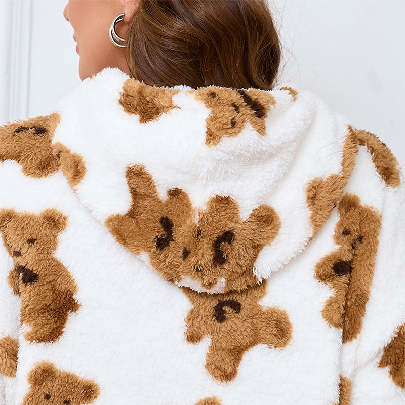 Loose Casual Cow Plush Long Sleeved plus Size Hooded Sweater  Shop One Place