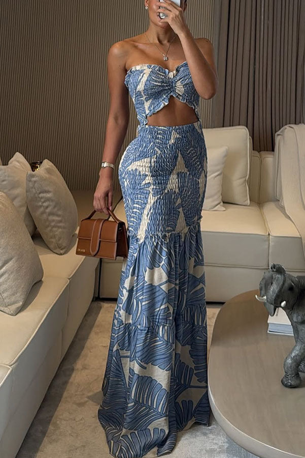 Spring Summer Halter Neck Printed Pleated Dress  Shop One Place