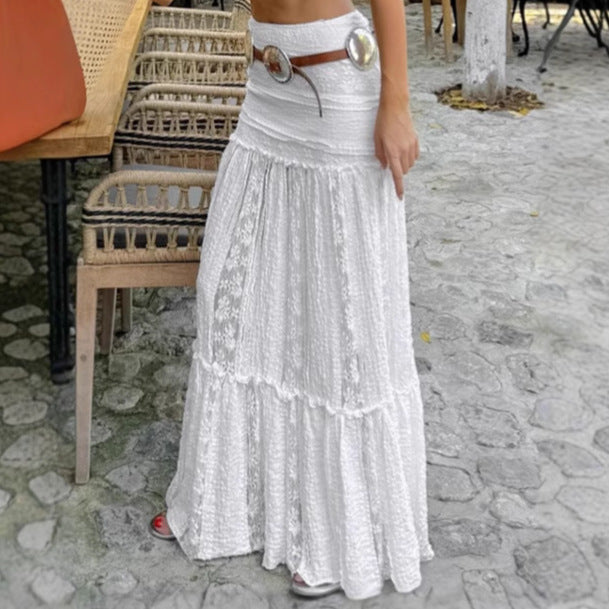 White Lace Casual A line Skirt  Shop One Place