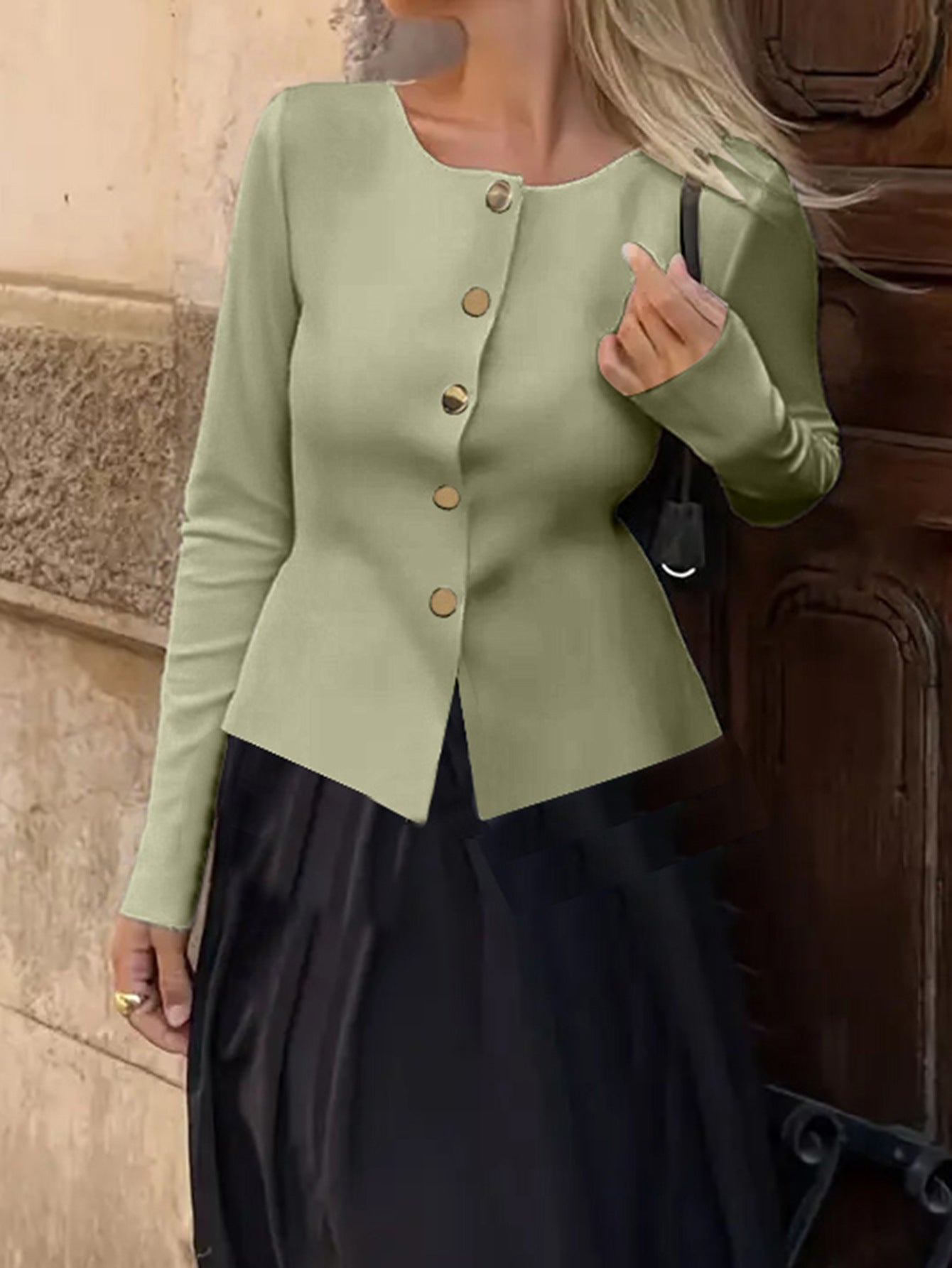 Casual Minimalist Long Sleeve Button Base Shirt  Shop One Place