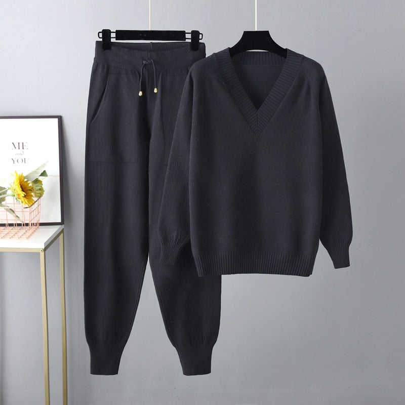 Women's V-Neck Knit Pullover & Harem Pants Set – view 10