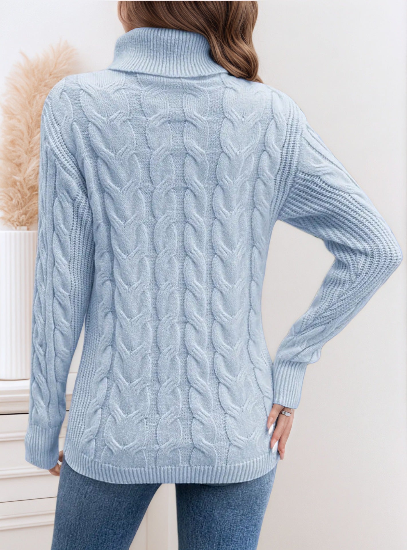 Solid Color Twist Long Sleeve Turtleneck Sweater  Shop One Place