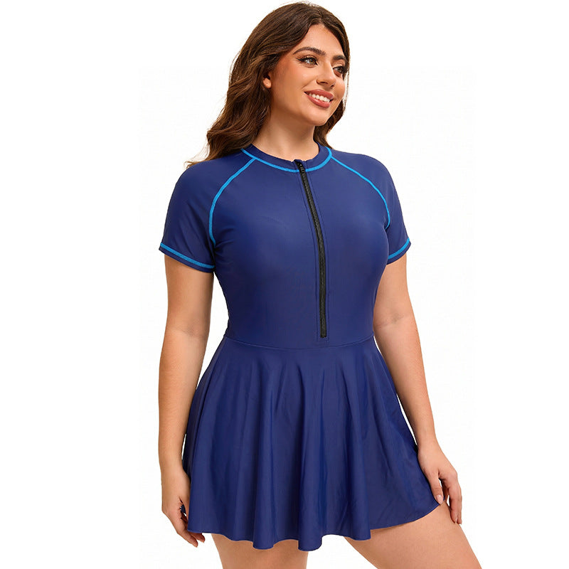 One Piece Skirt Swimsuit Women Conservative Sports Women Covering Belly Thin Swimsuit  Shop One Place