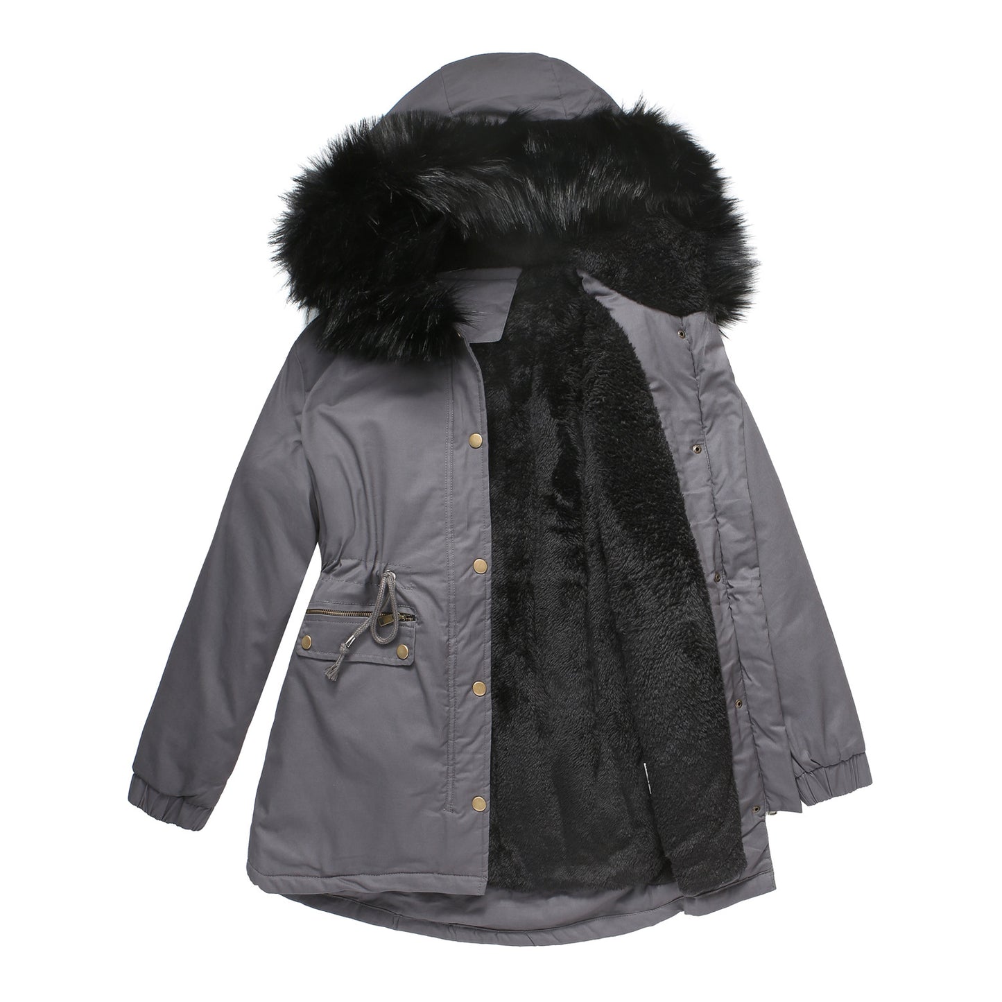 Women's Fleece-Lined Fur Collar Parka