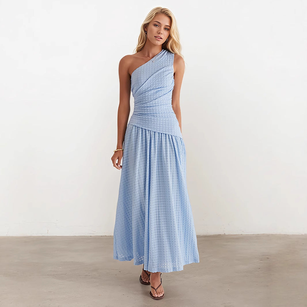 Summer Women Dress Long Skirt Solid Color Slim Fit High Grade Sleeveless Single Room Dress Slim Fit Women Clothing  Shop One Place