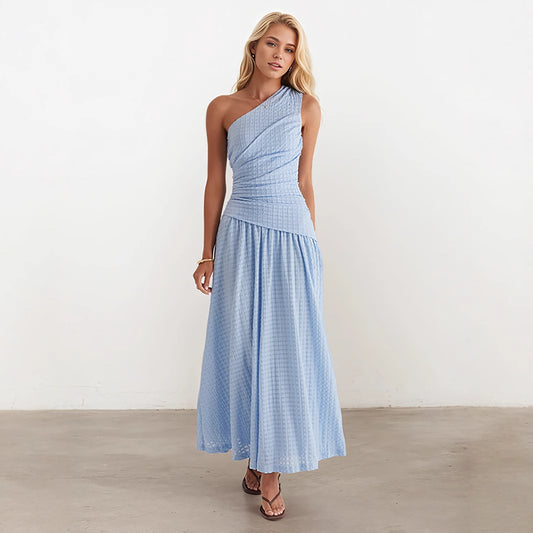 Summer Women Dress Long Skirt Solid Color Slim Fit High Grade Sleeveless Single Room Dress Slim Fit Women Clothing  Shop One Place