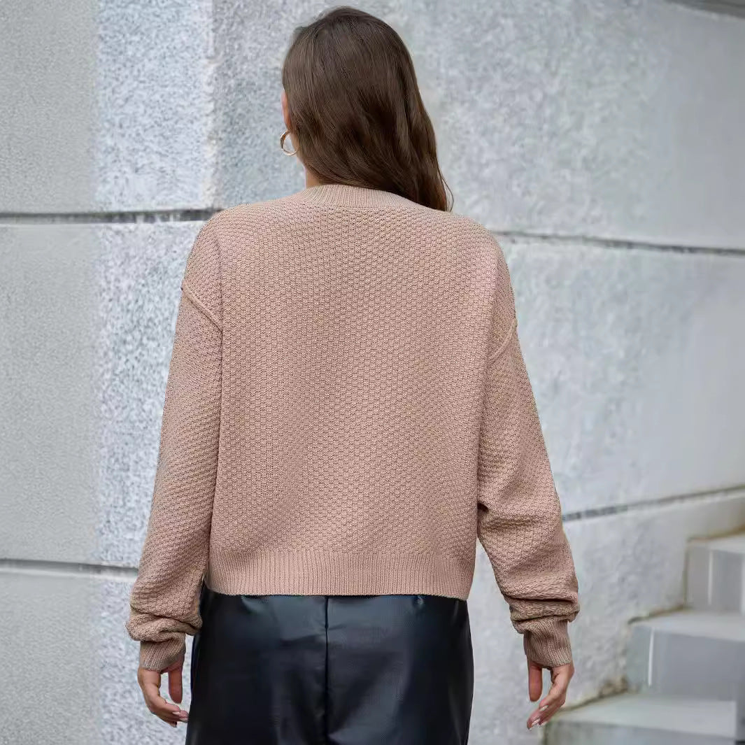 Solid Color Single Breasted Knitted Cardigan  Shop One Place