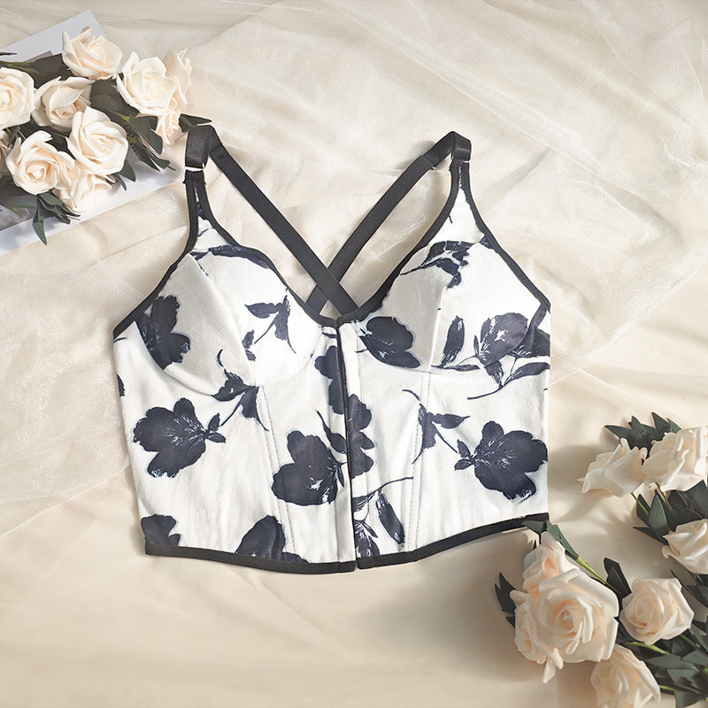 Women Clothing Sexy Sexy Backless Short Vest Top Summer Front Row Buttons Boning Corset Vest  Shop One Place