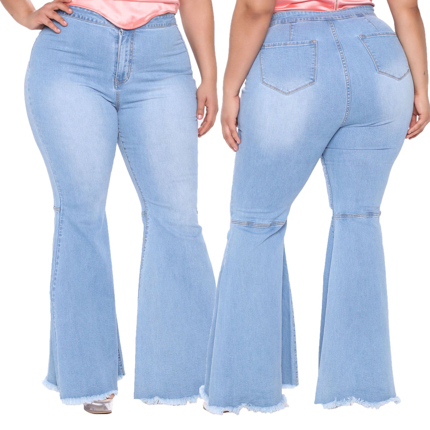 Plus Size Fashion Slim Wide Leg Flared Jeans  Shop One Place
