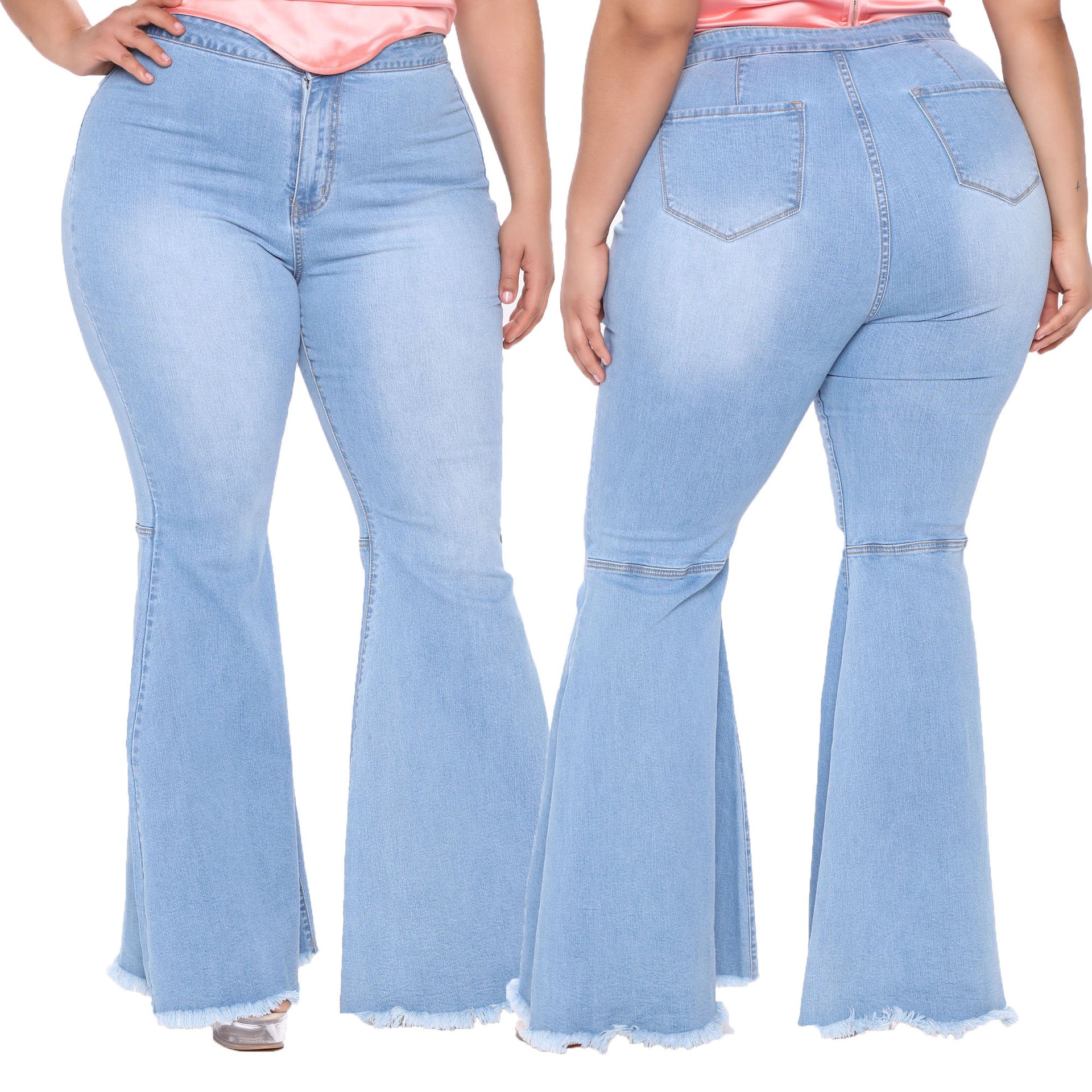 Plus Size Fashion Slim Wide Leg Flared Jeans  Shop One Place