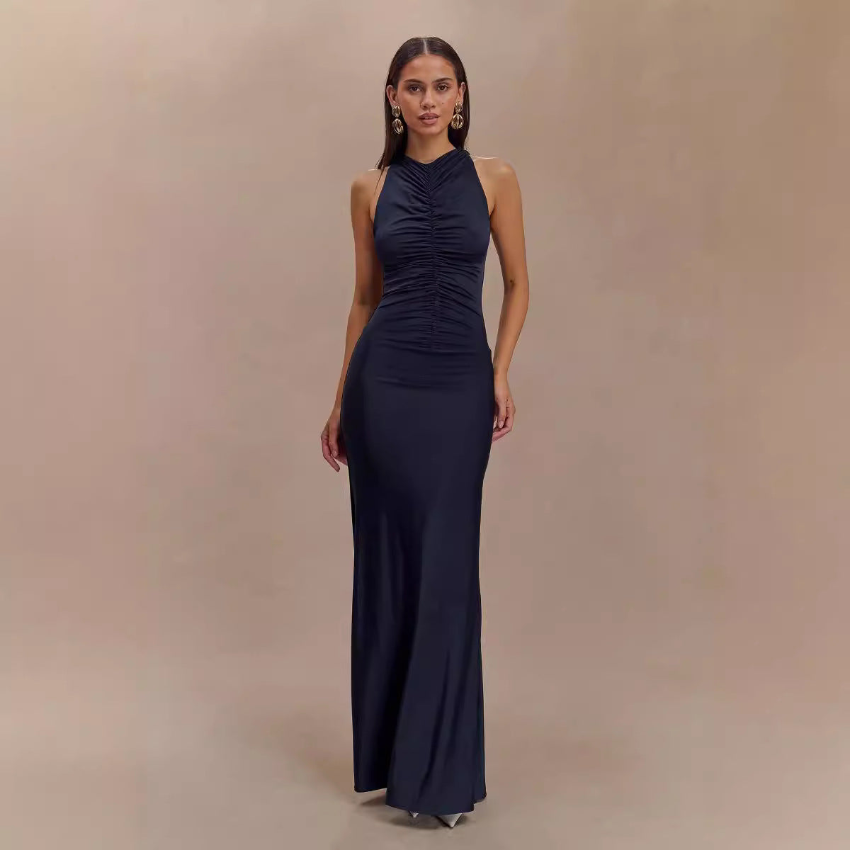 Sleeveless Pleated Solid Color Maxi Dress  Shop One Place