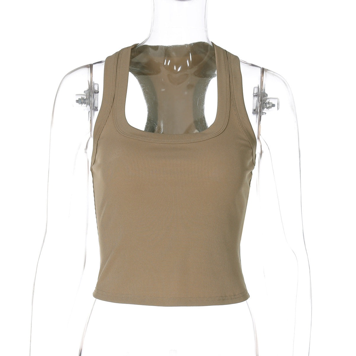 U Collar Solid Color Slim Fit Tank Top  Shop One Place