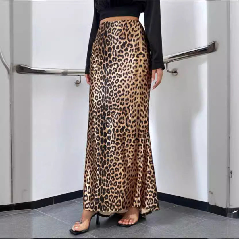 Leopard Print Sexy Sheath Fishtail Skirt