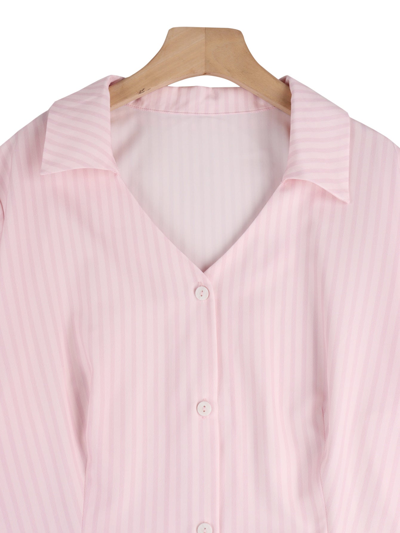 French Striped Cinched Long Sleeve Blouse