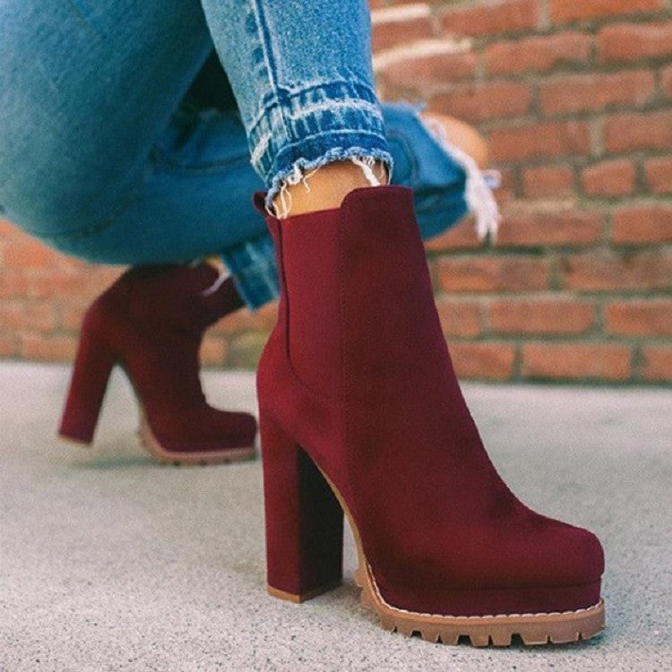 High Heel Elastic Band Suede Boots  Shop One Place