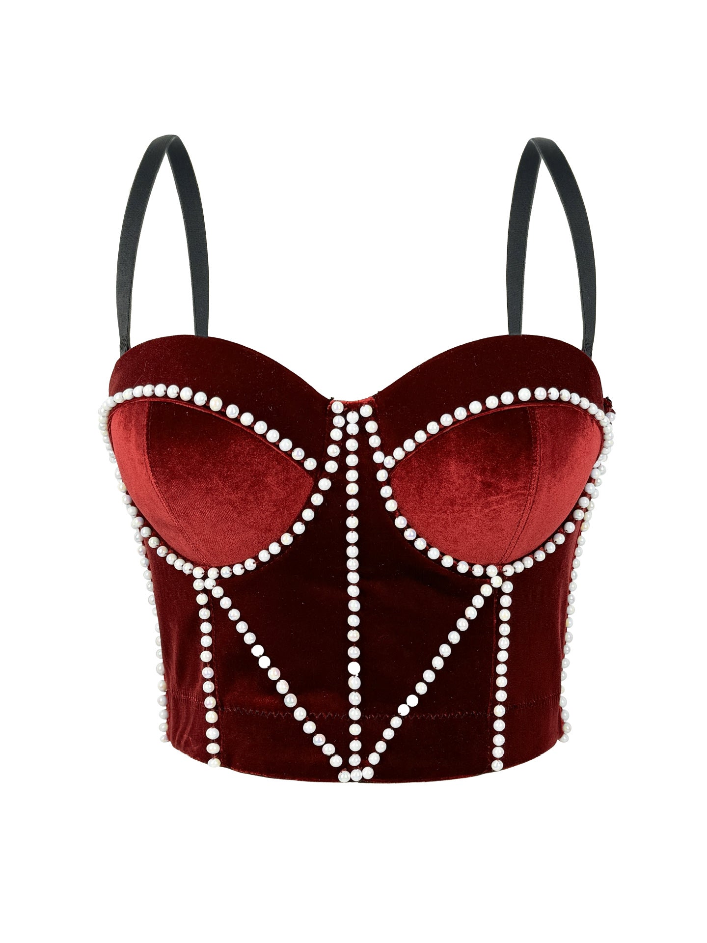 Autumn Winter Velvet Camisole Pearl Fine Velvet Short Boning Corset Bra Fashionable Warm Matching Tube Top Boning Corset Top  Shop One Place