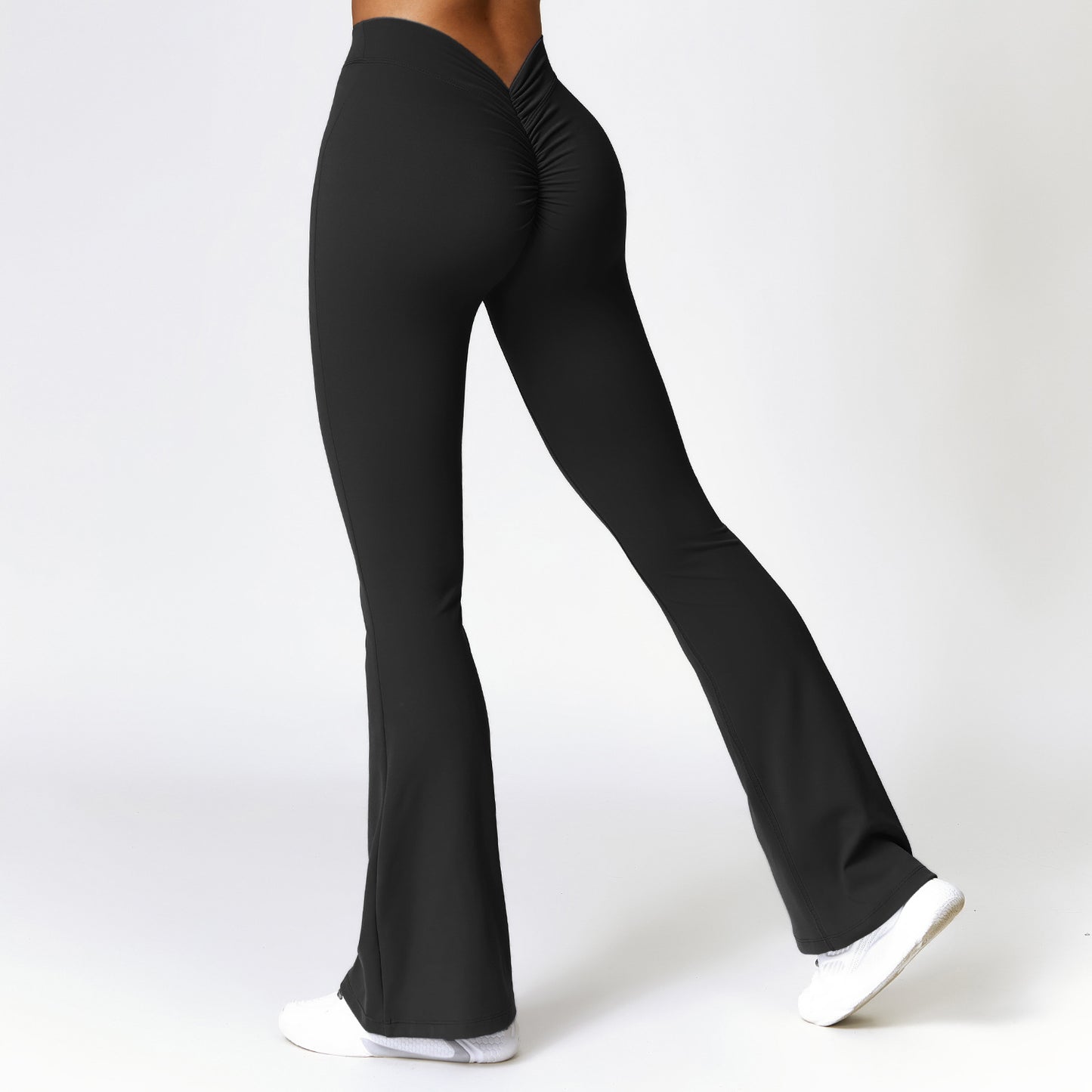 Peach Hip Raise Yoga Bellbottom Yoga Pants - black