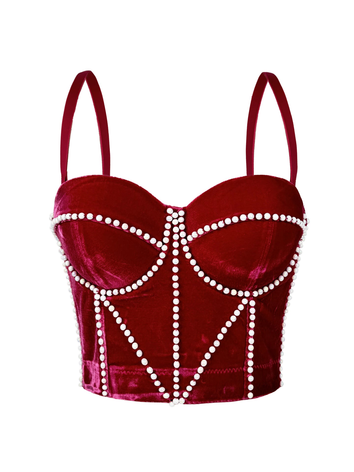 Autumn Winter Velvet Camisole Pearl Fine Velvet Short Boning Corset Bra Fashionable Warm Matching Tube Top Boning Corset Top  Shop One Place