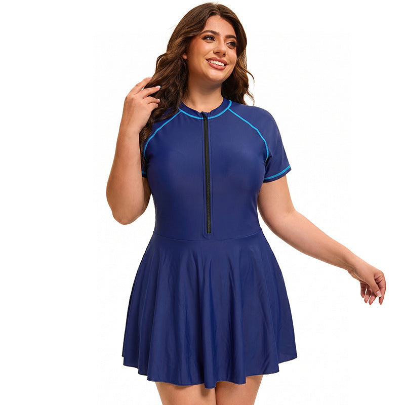 One Piece Skirt Swimsuit Women Conservative Sports Women Covering Belly Thin Swimsuit  Shop One Place