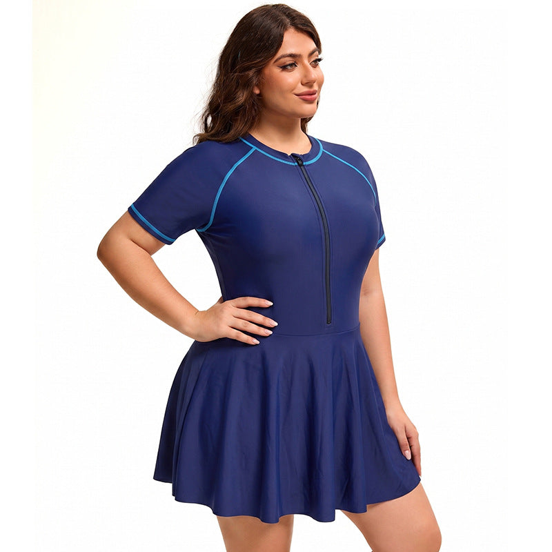 One Piece Skirt Swimsuit Women Conservative Sports Women Covering Belly Thin Swimsuit  Shop One Place