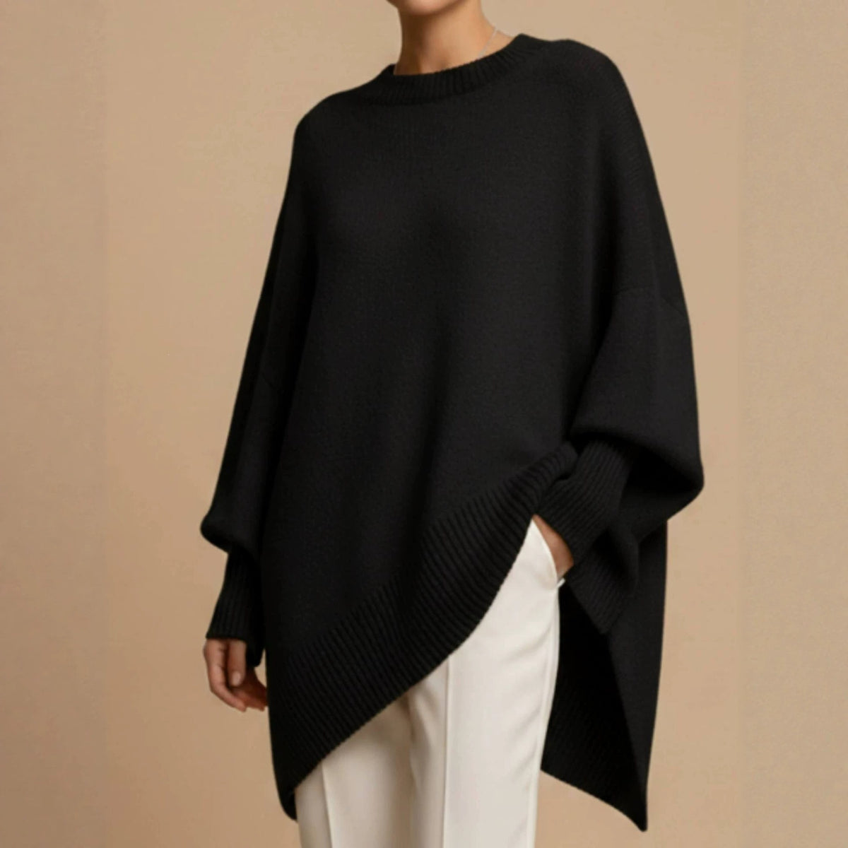 Women's Oversized Crew Neck Wool Blend Sweater – view 4