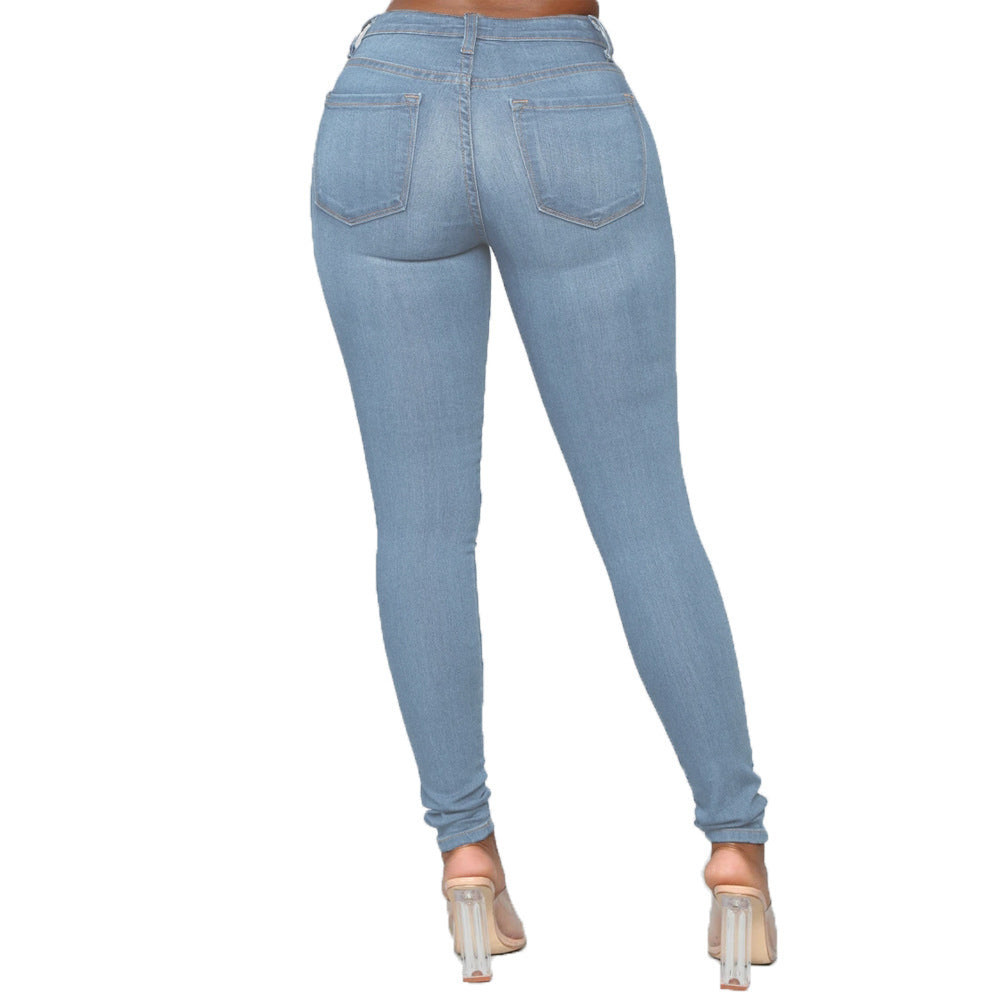High Elastic Denim Jeans Plus Size  Shop One Place