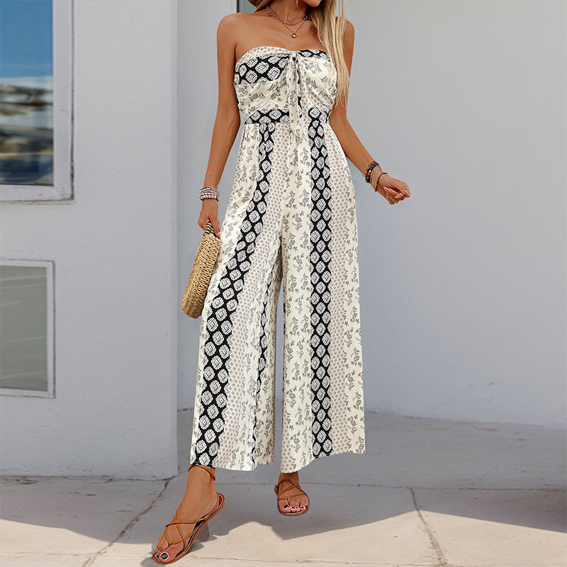 Summer Ethnic Print Jumpsuit – Sleeveless Wide Leg Tub Top One-Piece  Shop One Place