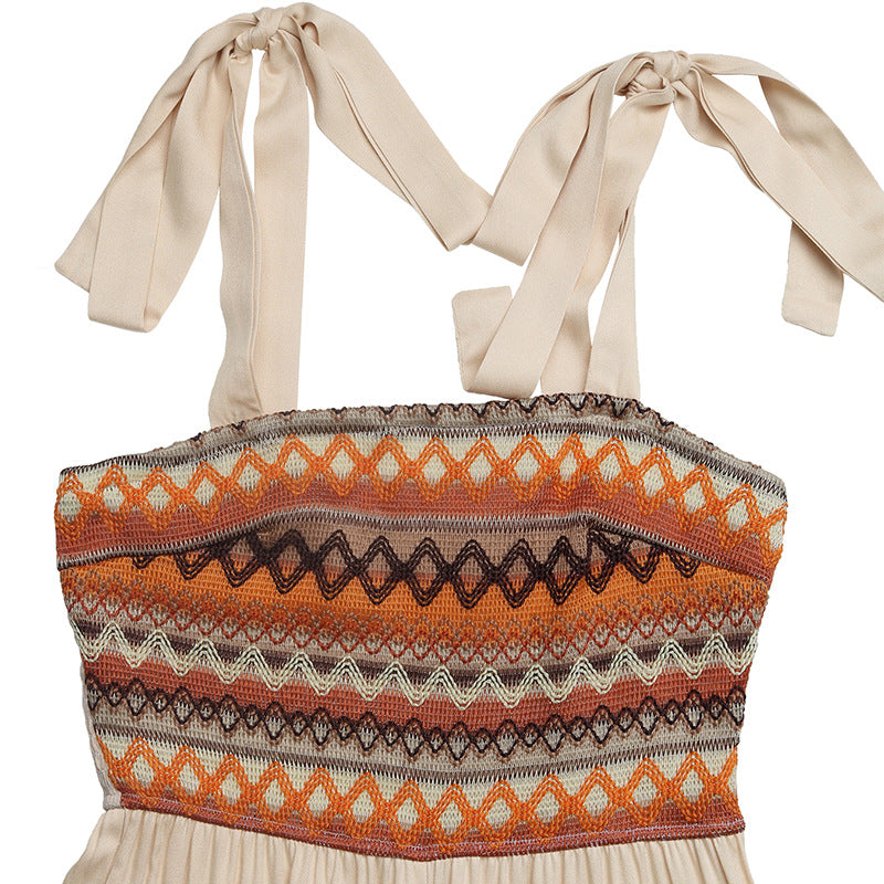 Summer Popular Holiday Ethnic Sling Colored Embroidery Stitching Jumpsuit  Shop One Place
