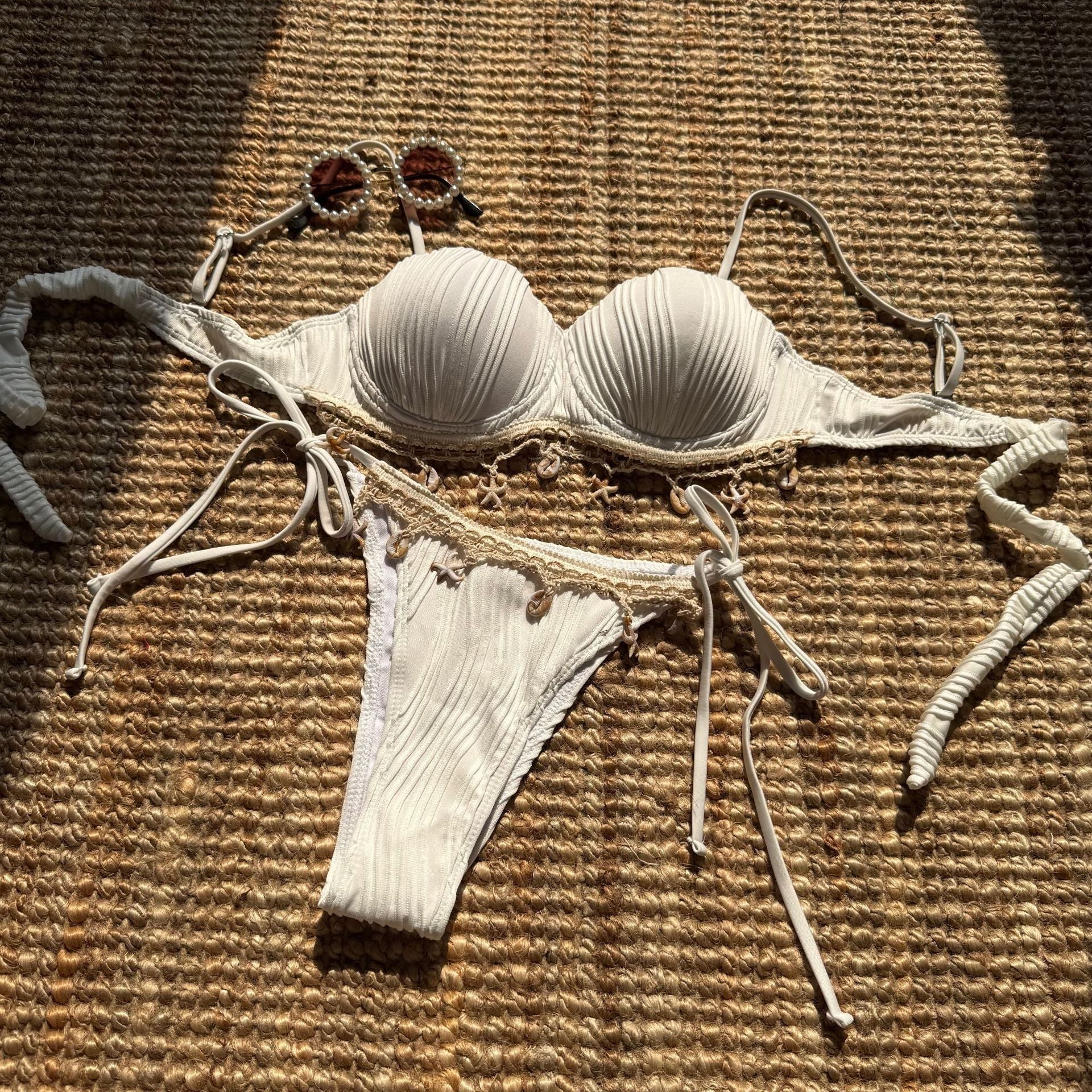 Solid Color Shell Petal Bikini Set – 2-Piece Sexy Split Swimsuit with Unique Cup Design  Shop One Place