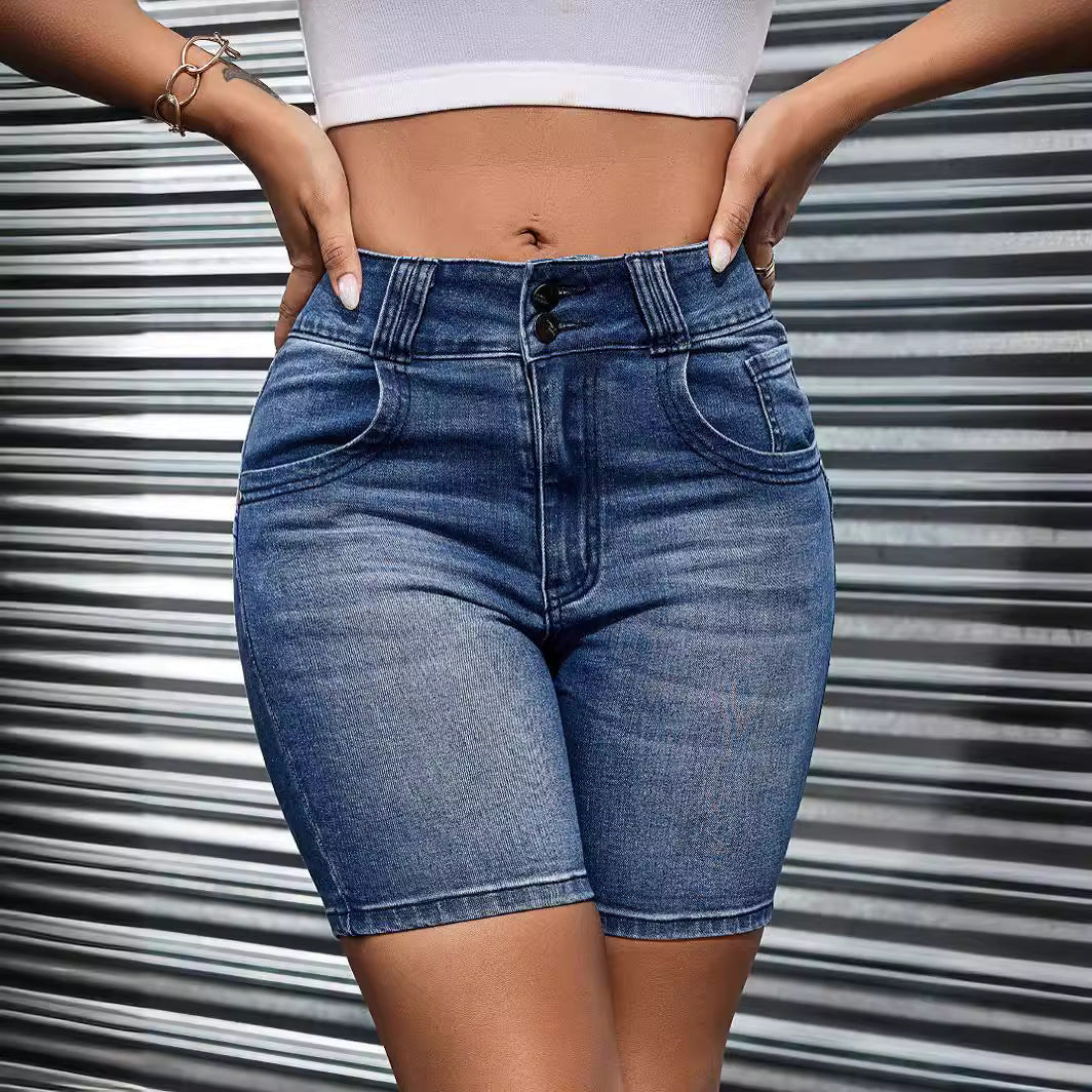 High Waist Comfort Denim Jean Shorts