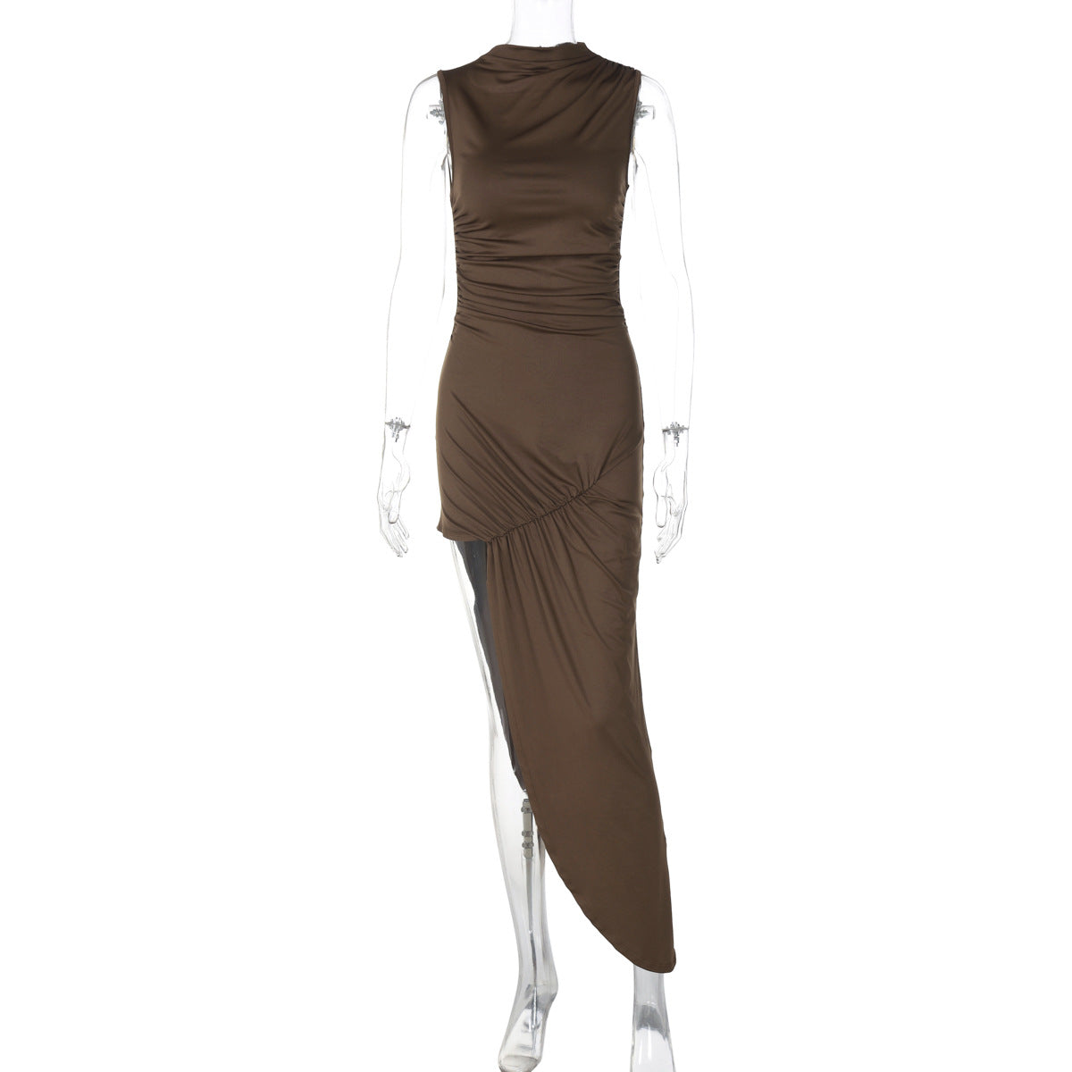 Summer Slim Fit Pleated Sheath Side Slit Sleeveless Dress  Shop One Place