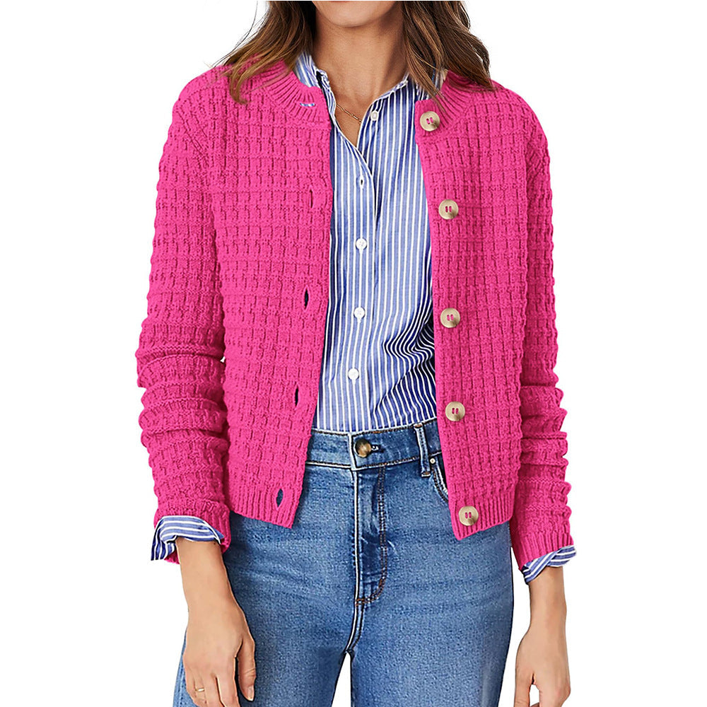 Solid Color Knitted Casual Cardigan  Shop One Place