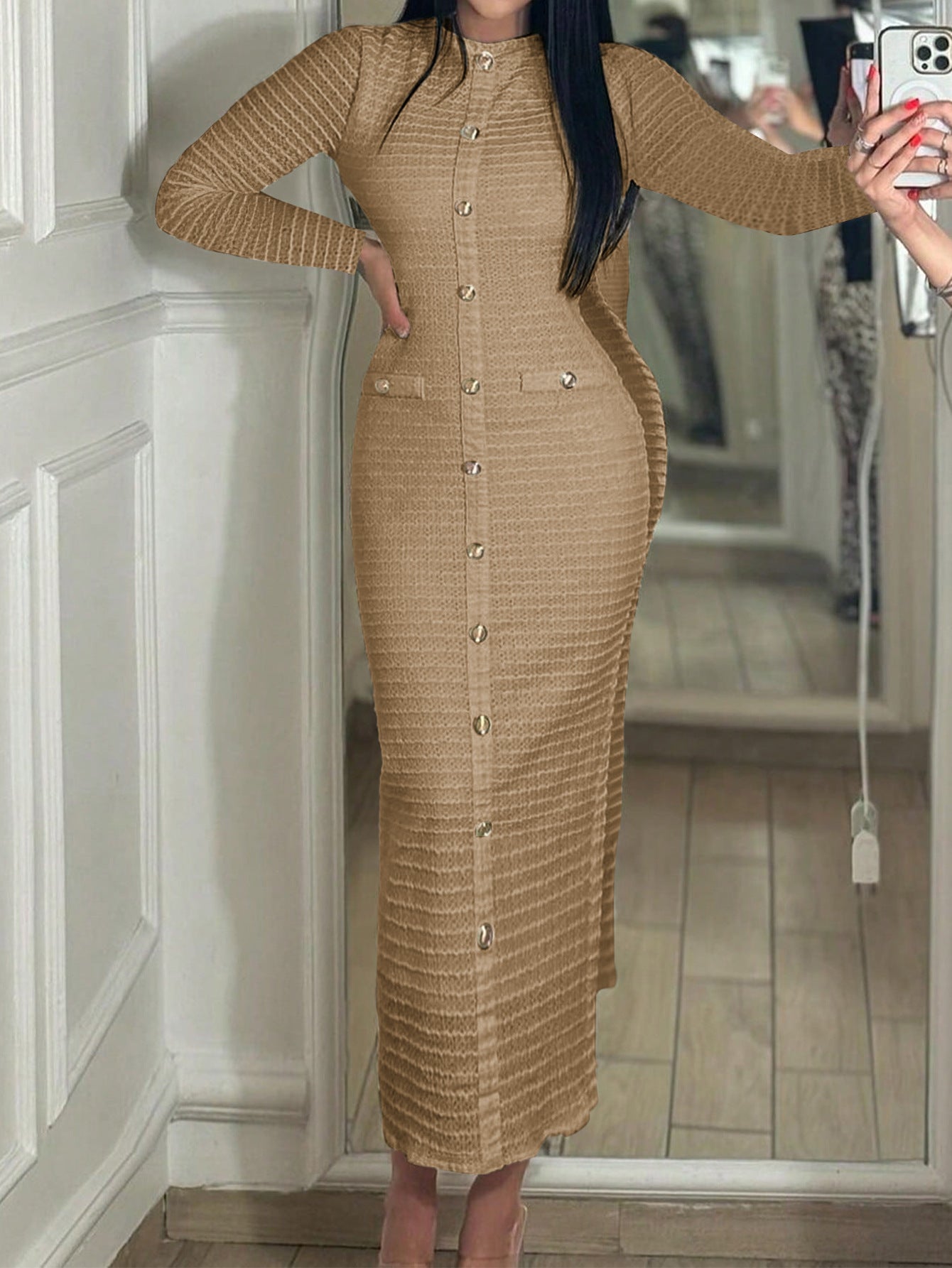 Women’s Autumn Elegant High-Grade Sheath Maxi Dress  Shop One Place