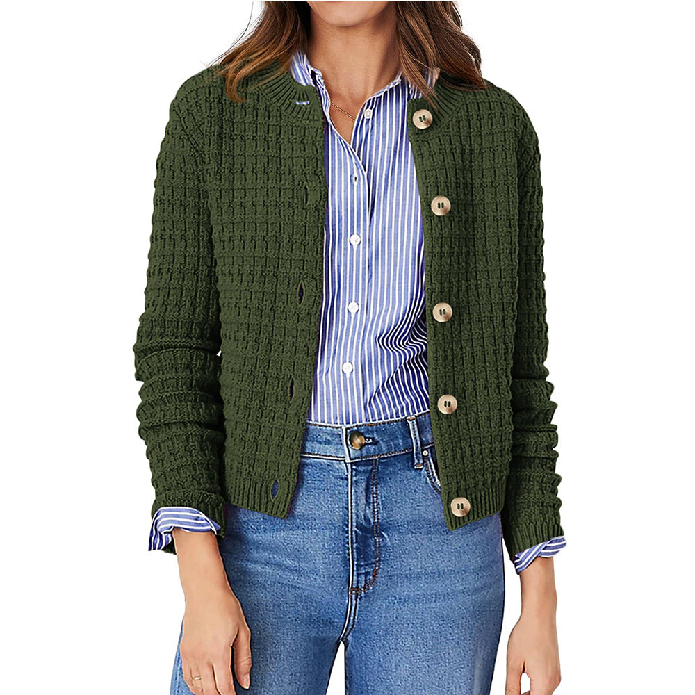 Solid Color Knitted Casual Cardigan  Shop One Place