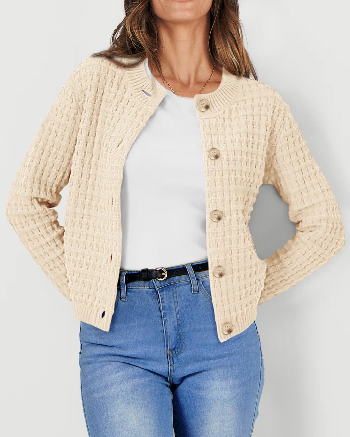 Solid Color Knitted Casual Cardigan  Shop One Place
