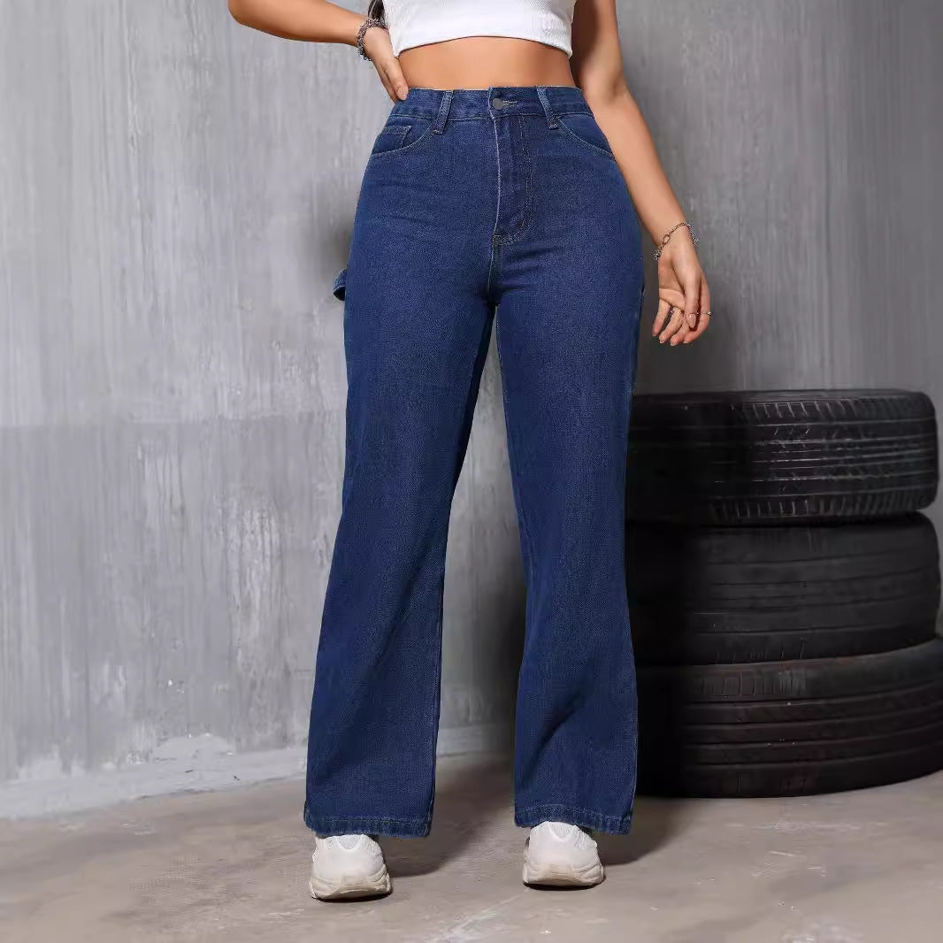 High Waist Retro Straight Jeans